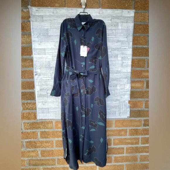 Xacus Art floral button down belted dress size 42/6 - Picture 1 of 14
